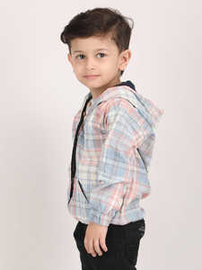 Chaqueta con Capucha a Cuadros Pastel para Niños con Cierre Frontal y Pantalones Negros, Conjunto Casual y Ligero para Niños Pequeños - Product Image 4