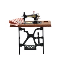 Machine à coudre miniature pour maison de poupée, échelle 1:12, meubles miniatures, mini accessoires, micro-scène, style ancien en bois, mini jouet