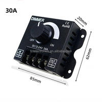 Variateur de lumière LED 12V 24V 30A, contrôleur de variateur PWM rotatif pour bande LED, interrupteur de gradation pour éclairage LED
