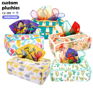 Jouet sensoriel en peluche douce pour bébés <span class=keywords><strong>avec</strong></span> certificat CE, boîte à mouchoirs, papier froissé et foulards colorés - Product Image 2