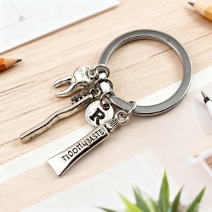 Customized Blank Dental Pliers <b>Metal</b> Souvenir Ring 26 Letter Set Toothbrush Toothpaste Key Chain Business Gift - Product Image 2