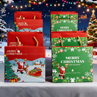 Nouvelle boîte cadeau de Noël en carton blanc laminé rouge avec poignée motif Père Noël pour les fêtes et l'emballage de bonbons