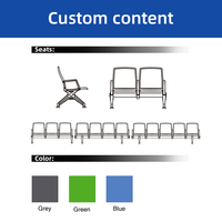 Chaise d'attente personnalisable en aluminium avec accoudoirs et assise groupée, fabrication directe usine, avec table à thé optionnelle entre les sièges