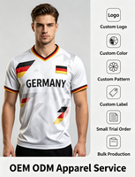 Maillot de football imprimé en 3D avec drapeau allemand pour hommes, 100 % polyester respirant, t-shirt de sport personnalisé OEM ODM, tee-shirt d'entraînement de football