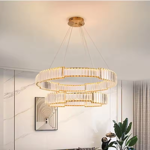 Luces colgantes de araña de cristal LED redondas de techo de hotel para sala de estar y hogar personalizadas - Product Image 5