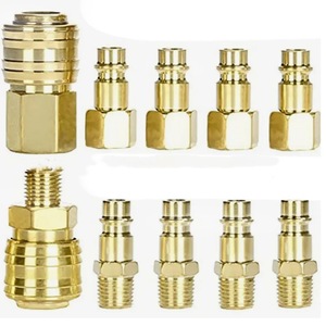 Juego de 10 Piezas de Acoplamiento Rápido Alemán, Roscas Internas y Externas de 1/4 BSP, Accesorios para Mangueras Neumáticas y Compresores de Aire - Product Image 1