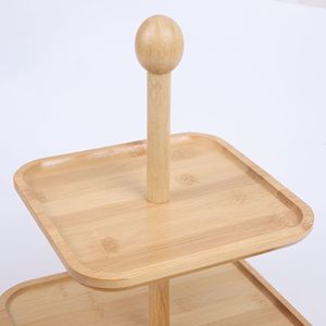 <strong>2</strong> <strong>Tier</strong> Buffet Display Bread <strong>Stand</strong> Wood Cupcake <strong>Stand</strong> Dessert Display <strong>Stand</strong> Bamboo Fruit Serving Tray - Product Image 3