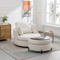 Fauteuil rond moderne, fauteuil pivotant à 360 degrés, fauteuil rembourré en forme de demi-lune, banc de rangement ottoman, fauteuil de détente, salon