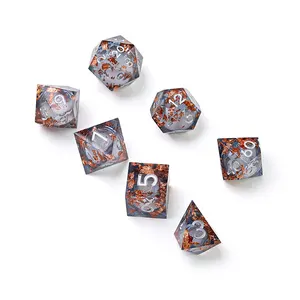Polyhedral Dice 7pcs Dice Set Resin Polyhedron Dice With Wooden Box For RPG DND TRPG Tabletop Game Board Game