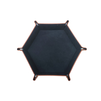 Plateau de rangement pliable hexagonal en cuir PU double couche pour dés, style moderne et luxueux, pour cuisine, salle de bain, salon, DND - Vente en gros