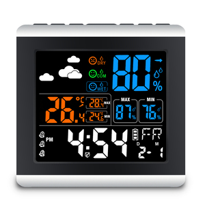 Station météo murale intelligente électronique à écran LCD numérique à commande vocale <span class=keywords><strong>en</strong></span> ABS, affichage de la température et de l'humidité pour la décoration de la maison et de la chambre à coucher - Product Image 1