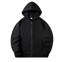 Sweat-shirt à capuche unisexe 300 GSM 80 % coton, léger, à fermeture éclair intégrale, manches longues, pour l'entraînement et la mode, haut uni pour l'automne