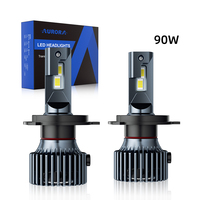 Ombre de phare de voiture Led haute puissance, ampoule de phares de voiture universelle, 90W, 9006, H4, 9005, H7, 6500K, 12v, 24V, 2 pièces