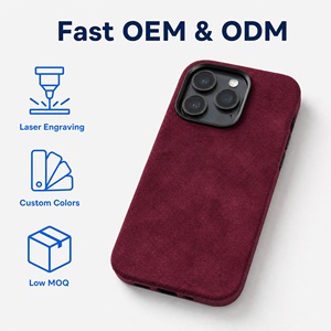 <span class=keywords><strong>Coque</strong></span> de téléphone pour <span class=keywords><strong>iPhone</strong></span> 14 en Alcantara italien authentique, avec cadre de caméra en métal et attraction magnétique, service OEM/ODM - Product Image 4