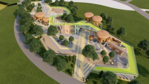 Maßgefertigte Nuss-Themen-Spielplatzausrüstung für Draußen, Großes Pilzhaus-Spielstruktur mit Spiralrutsche - Product Image 6