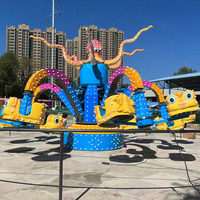 Manège de carnaval extérieur géant en forme de pieuvre avec décorations LED, manège rotatif pour le divertissement familial