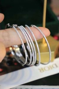 Pendientes de Aro Grandes con Diamantes Redondos Genuinos de Oro Blanco de 18k, 45mm, 0.80ct, Estilo Eternity, de Xinfly - Product Image 3