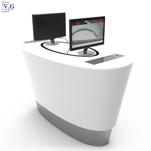 Chiosco Personalizzato in Corian Bianco di Alta Qualità, Bancone Self-Service per Banche e Aeroporti - Product Image 1