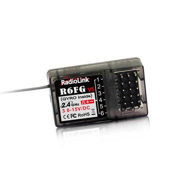 6 Channel Gyro High Voltage Gyro Integrated R6Fg Receiver for Rc Remote Controller Car Boat Rc6Gs/Rc4Gs/T8S Transmitter