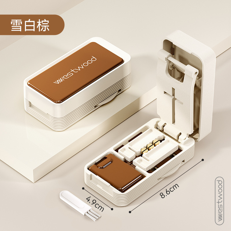 Upgraded herb cutter, snow white/brown [1214 with cleaning brush]