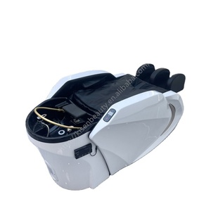 Lit de massage Kisen à prix réduit pour salon de beauté, soin du cuir chevelu, blanc/noir, avec lumière LED - Product Image 1