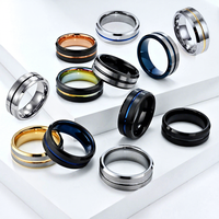 Cincin Tungsten Baja 8mm Berlubang, Model Unisex, Mewah Ringan, Dua Warna Emas, Laris Manis Antar Negara
