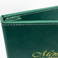 Porte-menu en cuir PU Crazy Horse vert personnalisé avec logo, format A4 A5 (8,5*14 pouces), pour restaurants et hôtels