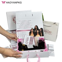 Boîte cadeau carrée pliable de luxe avec logo personnalisé, fermeture magnétique, poignée et ruban écologique pour extensions capillaires