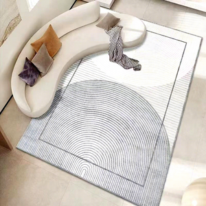 High-Grade Gray Loop Pile Polyester Geometric Pattern <b>Light</b> Luxury Anti-slip Customizable Washable Carpet Living Room Bedroom - Product Image 2