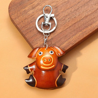 Porte-clés cochon du zodiaque chinois en PU, pendentif léger, breloque de sac, fermoir, souvenir de voyage, cadeau
