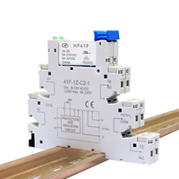 Relais électromagnétiques minces HF41F PLC avec LED, module relais 24V, relais sur rail DIN 24V et socle