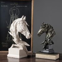Grande sculpture d'animal en résine peinte à la main, statue de tête de cheval, buste de cheval abstrait moderne, figurine décorative pour la maison, le bureau ou le jardin