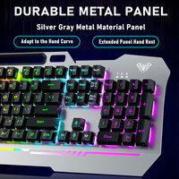 F3010 Keyboard Gaming Mekanik Berkabel Ukuran Penuh USB RGB Backlight Panel Logam Tombol Multimedia Profesional Penyangga Ponsel PC