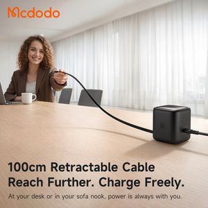 <span class=keywords><strong>Chargeur</strong></span> GaN Mcdodo 139 100W 4-en-1 avec câble rétractable 100cm, contrôle tactile, affichage numérique intelligent, emojis, station de charge USB C - Product Image 5