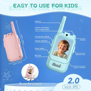 Walkie talkie genggam anak-anak, <span class=keywords><strong>2</strong></span> pak Video interkom ringan anti syok untuk dalam/luar ruangan, permainan keluarga - Product Image 6