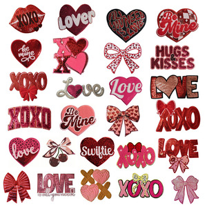 Parche Bordado Termoadhesivo de 28cm con Diseño de Lazo de San Valentín, Amor, Xoxo, <span class=keywords><strong>Bemine</strong></span> para Camisetas y Sudaderas - Product Image 1