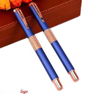 Stylo signature en métal personnalisable avec logo imprimé en encre bleue, largeur d'écriture de 0,5 mm, cadeau d'entreprise - Product Image 2