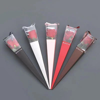 Boîte d'emballage pliable en PVC avec laminage mat pour bouquet de rose unique, cadeau de la Saint-Valentin et artisanat