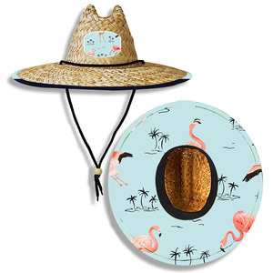 ANSONYE fabbrica bagnino cappello di paglia di moda naturale cappelli Sombreros con stampa personalizzata Logo pesca al sole a tesa larga spiaggia H - Product Image 4