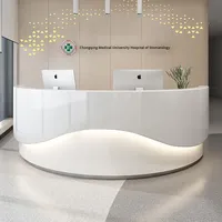 Bureau de réception semi-circulaire moderne et durable en MDF écologique pour écoles, hôtels, hôpitaux, services de caisse et salons de beauté