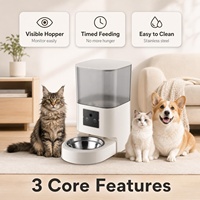 Distributeur automatique de nourriture intelligent WiFi en acier inoxydable pour animaux de compagnie, contrôle par application, résistant aux fuites, design solide, portable pour chiens et chats d'intérieur
