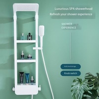 Ensemble de douche thermostatique haut de gamme en laiton avec écran LED numérique, filtration du chlore, étagère de rangement multifonctionnelle, design moderne