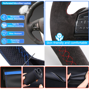 <span class=keywords><strong>Funda</strong></span> Popular para <span class=keywords><strong>Volante</strong></span> de Coche de 38CM, Cosida a Mano, de Cuero de Microfibra, de 4 Radios, para AVANTE, Santa Cruz, Tucson, Plug, <span class=keywords><strong>I20</strong></span> - Product Image 4