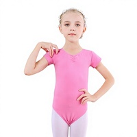Maillot de Ballet para Niñas, Manga Corta, Traje de Danza, Ropa de Entrenamiento, Algodón y Spandex, de Una Pieza, Cintura Elástica, Deportivo