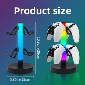 Support <span class=keywords><strong>de</strong></span> contrôleur <span class=keywords><strong>de</strong></span> jeu RGB, support pour casque, éclairage ambiant LED pour le jeu, le salon, l'ordinateur, la chambre à coucher - Product Image 4