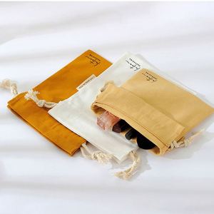 Promotional Custom Logo Printed Cotton <b>Drawstring</b> Dust Bag Small Cotton Jewelry <b>Pouch</b> With Label - Product Image 4