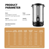 Bouilloire électrique commerciale Liyunda en acier inoxydable monocouche 8L pour usage hôtelier et restaurant avec distribution de lait