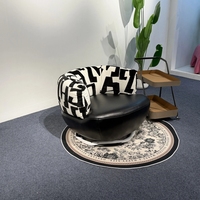 Fauteuil pivotant semi-circulaire en matériaux mixtes, base ronde, fauteuil individuel rotatif pour la maison 1058