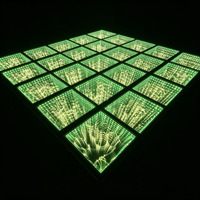 Dalles de sol LED 3D Abyss Filament à effet infini DMX512 magnétiques en verre trempé pour discothèque, bar, mariage, KTV