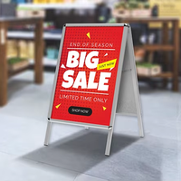 A0 A1 A2 B1 B2 Publicidad A-Frame 32mm Metal Aluminio Tablero de menú Stand Sign Impreso Poster Frame Pavement Sign Fabricante